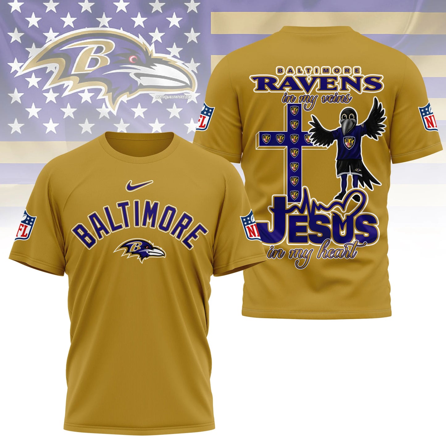 LIMITED EDITION - NEW CUSTOMIZED NFL28 BTR BALTIMORE RAVENS T-SHIRT | MULTIPLE COLORS AVAILABLE