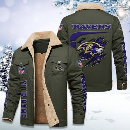 LIMITED EDITION - NEW CUSTOMIZED NFL28 BTR BALTIMORE RAVENS FLEECE JACKET