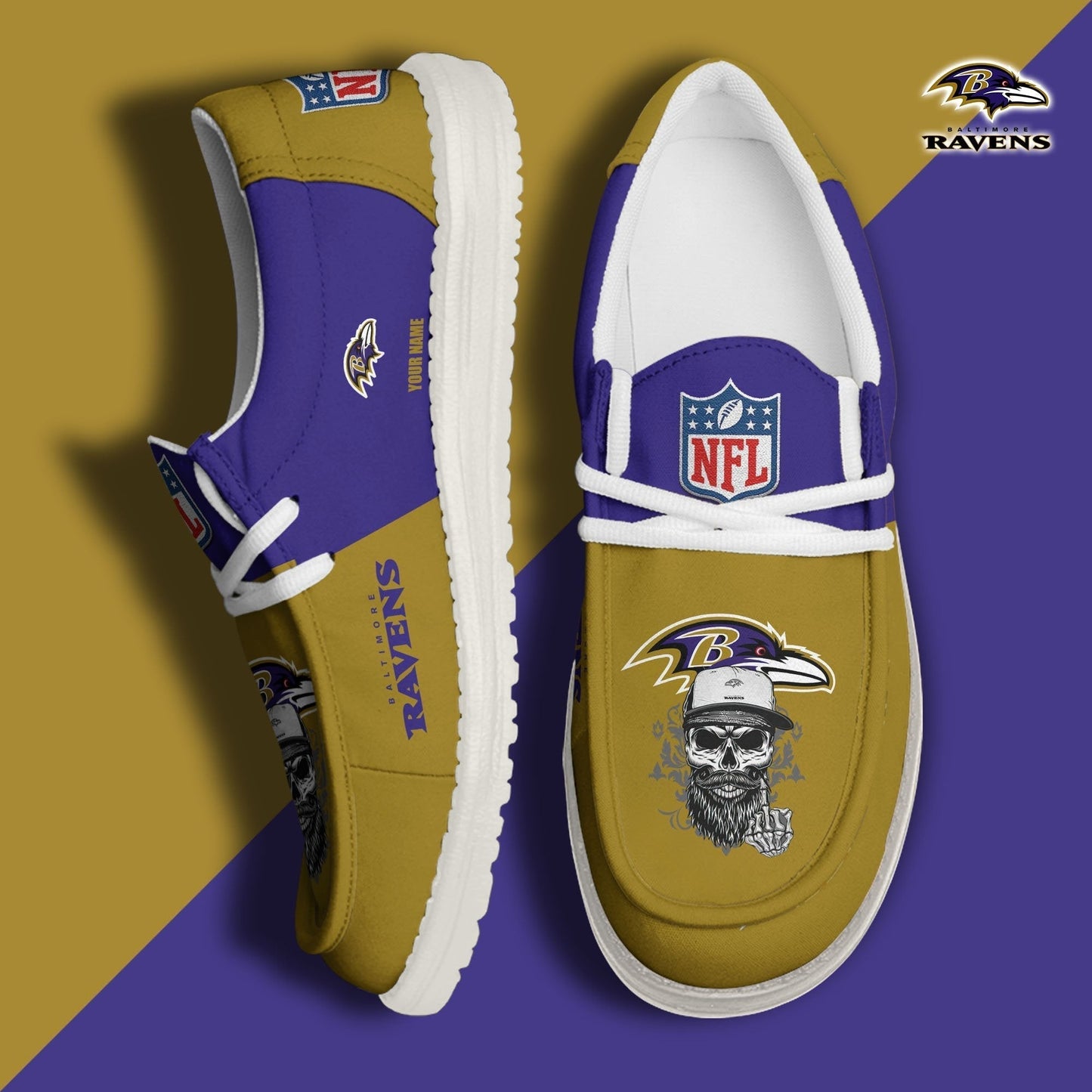 LIMITED EDITION - NEW CUSTOMIZED NFL28 BTR BALTIMORE RAVENS LOAFER SHOES