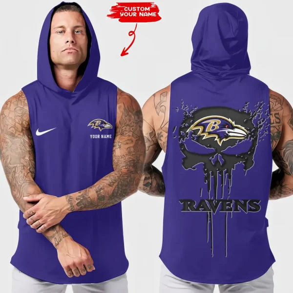 LIMITED EDITION - NEW CUSTOMIZED NFL28 BTR BALTIMORE RAVENS HOODED TANK TOP