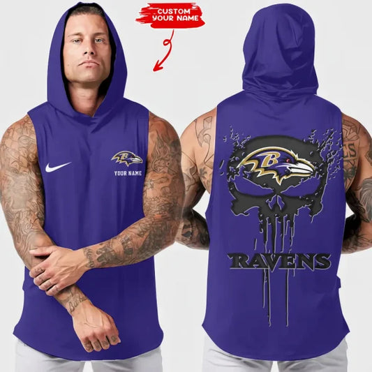 LIMITED EDITION - NEW CUSTOMIZED NFL28 BTR BALTIMORE RAVENS HOODED TANK TOP