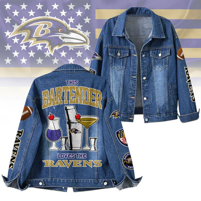 LIMITED EDITION - NEW CUSTOMIZED NFL28 BTR BALTIMORE RAVENS DENIM JACKET
