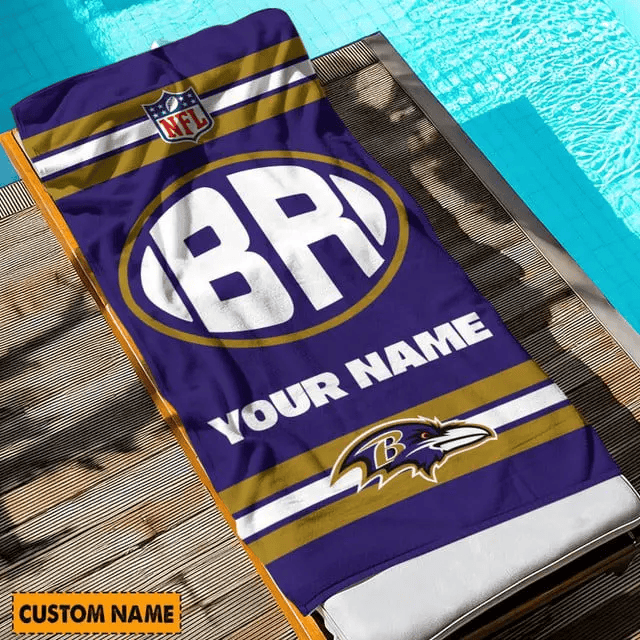 LIMITED EDITION - NEW CUSTOMIZED NFL28 BTR BALTIMORE RAVENS BEACH & BATH TOWEL (KIDS & ADULTS)
