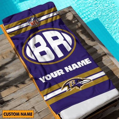 LIMITED EDITION - NEW CUSTOMIZED NFL28 BTR BALTIMORE RAVENS BEACH & BATH TOWEL (KIDS & ADULTS)