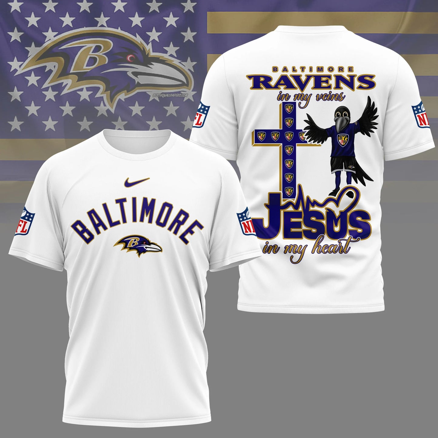 LIMITED EDITION - NEW CUSTOMIZED NFL28 BTR BALTIMORE RAVENS T-SHIRT | MULTIPLE COLORS AVAILABLE