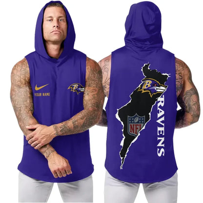 LIMITED EDITION - NEW CUSTOMIZED NFL28 BTR BALTIMORE RAVENS HOODED TANK TOP