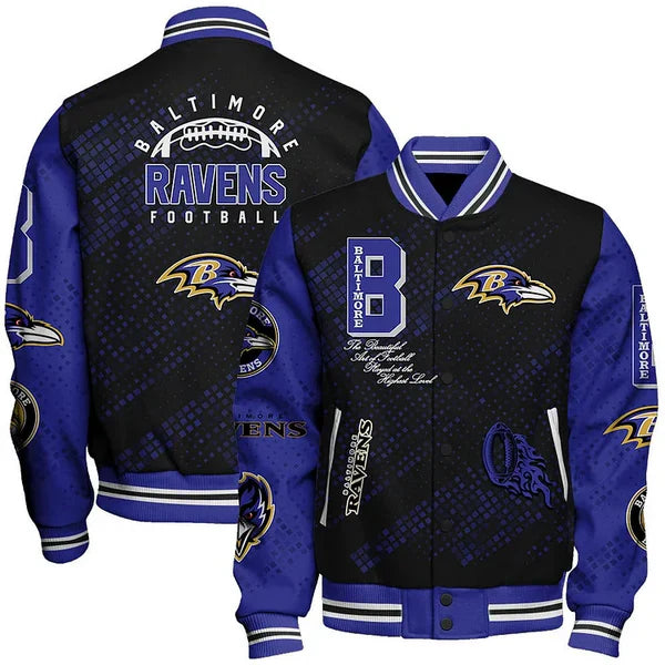 LIMITED EDITION - NEW CUSTOMIZED NFL28 BTR BALTIMORE RAVENS SATIN VARSITY JACKET & BASEBALL JACKET