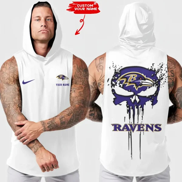 LIMITED EDITION - NEW CUSTOMIZED NFL28 BTR BALTIMORE RAVENS HOODED TANK TOP