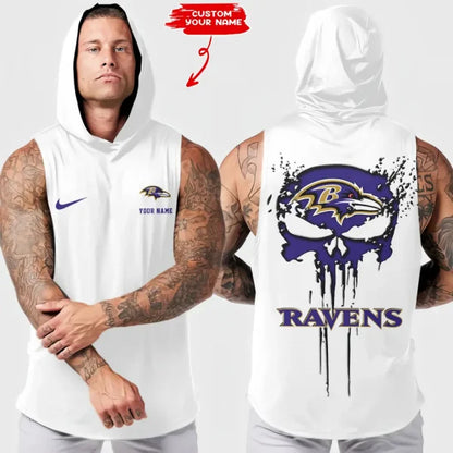 LIMITED EDITION - NEW CUSTOMIZED NFL28 BTR BALTIMORE RAVENS HOODED TANK TOP