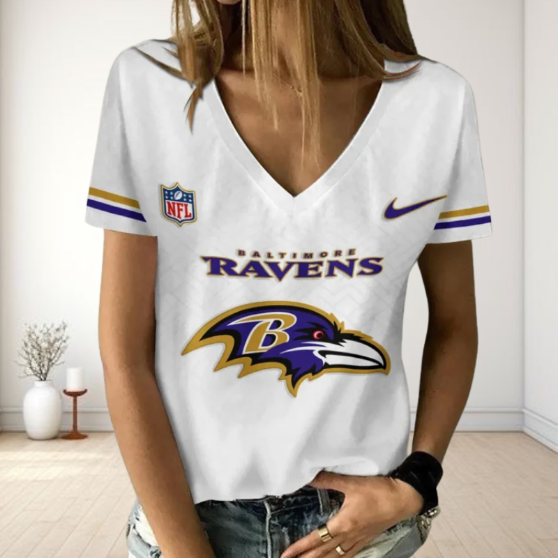 LIMITED EDITION - NEW CUSTOMIZED NFL28 BTR BALTIMORE RAVENS V-NECK FEMALE SHIRT
