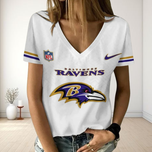 LIMITED EDITION - NEW CUSTOMIZED NFL28 BTR BALTIMORE RAVENS V-NECK FEMALE SHIRT