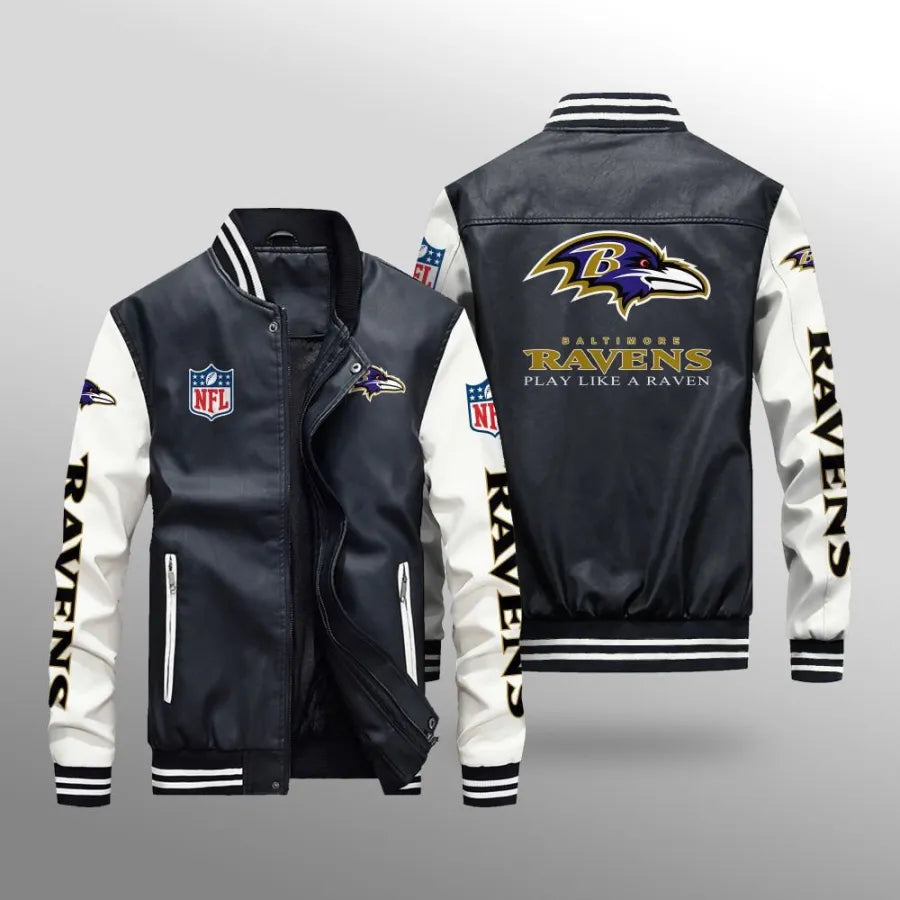 LIMITED EDITION - NEW CUSTOMIZED NFL28 BTR BALTIMORE RAVENS LEATHER BOMBER JACKET
