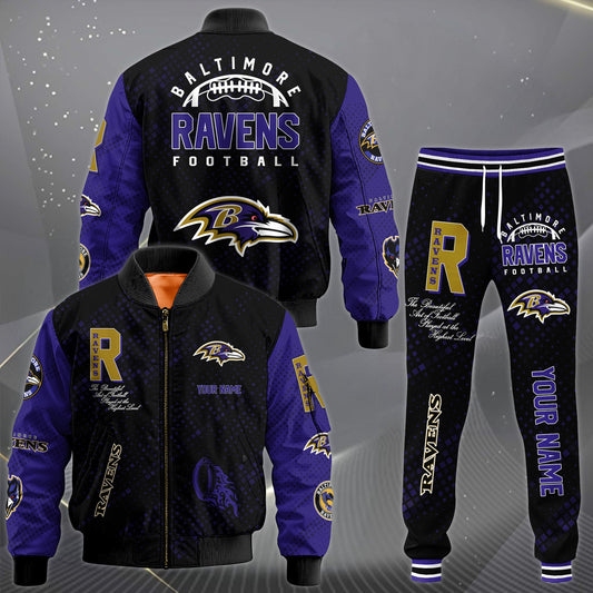 LIMITED EDITION - NEW CUSTOMIZED NFL28 BTR BALTIMORE RAVENS SATIN VARSITY JACKET & LONG PANTS