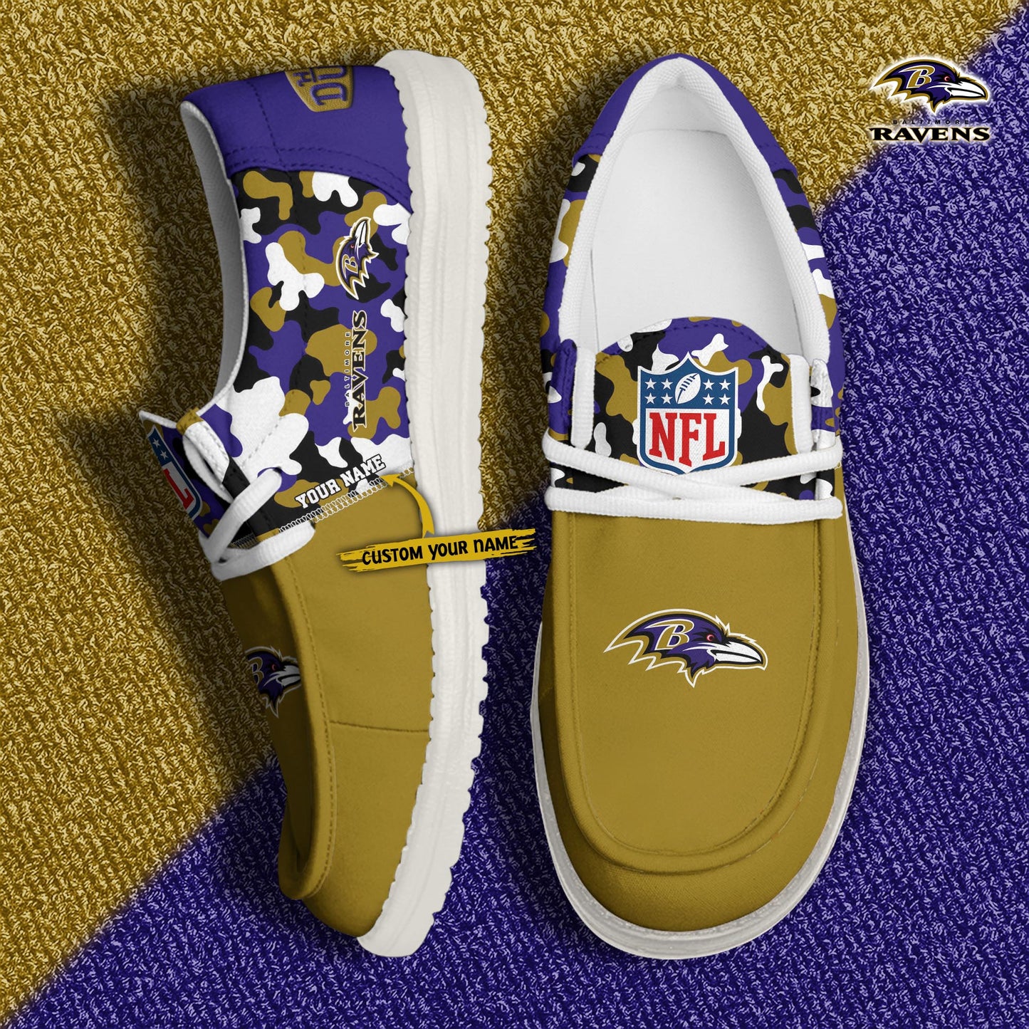 LIMITED EDITION - NEW CUSTOMIZED NFL28 BTR BALTIMORE RAVENS LOAFER SHOES