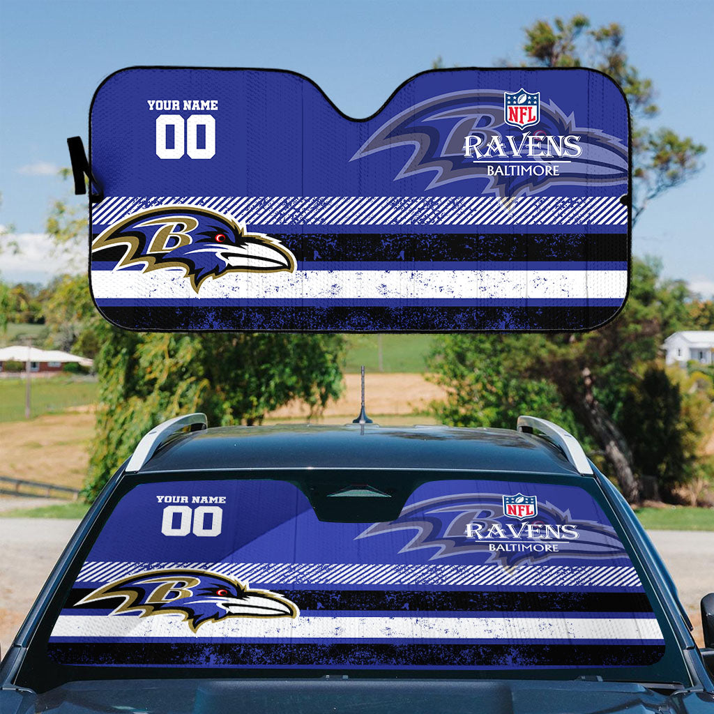 LIMITED EDITION - NEW CUSTOMIZED NFL28 BTR BALTIMORE RAVENS AUTO WINDSHIELD SHADE