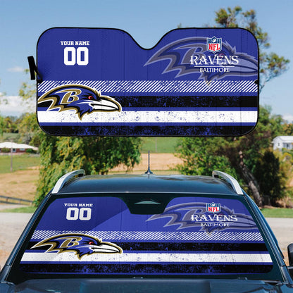 LIMITED EDITION - NEW CUSTOMIZED NFL28 BTR BALTIMORE RAVENS AUTO WINDSHIELD SHADE
