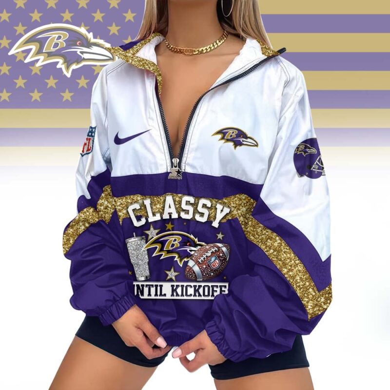 LIMITED EDITION - NEW CUSTOMIZED NFL28 BTR BALTIMORE RAVENS V-NECK ZIPPER SWEATSHIRT JACKET