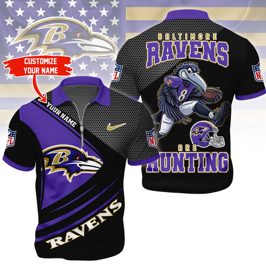 LIMITED EDITION - NEW CUSTOMIZED NFL28 BTR BALTIMORE RAVENS HARLEY-DAVIDSON POLO WITH ZIPPER SHIRT