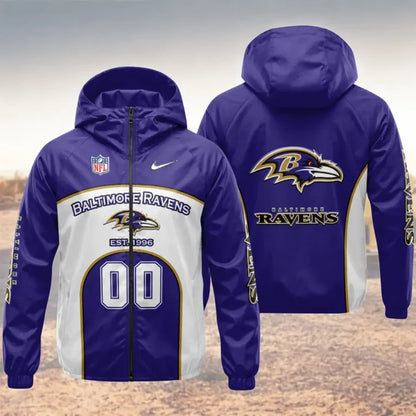 LIMITED EDITION - NEW CUSTOMIZED NFL28 BTR BALTIMORE RAVENS WINDBREAKER JACKET