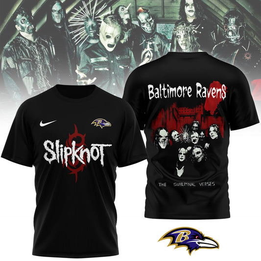 LIMITED EDITION - NEW CUSTOMIZED NFL28 BTR BALTIMORE RAVENS SLIPKNOT 3D SHIRT