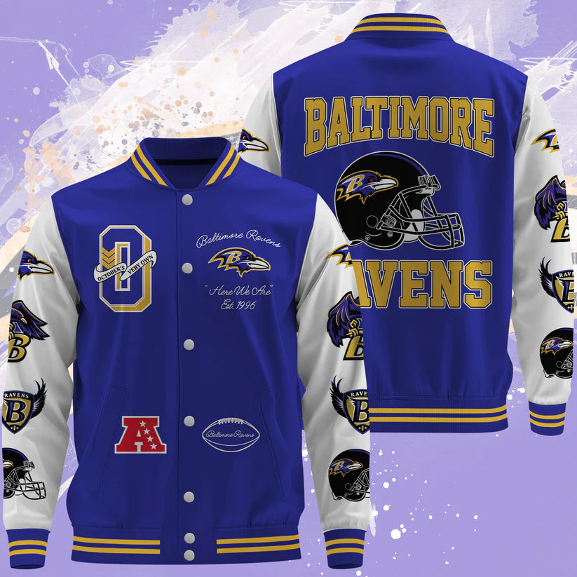 LIMITED EDITION - NEW CUSTOMIZED NFL28 BTR BALTIMORE RAVENS BASEBALL JACKET