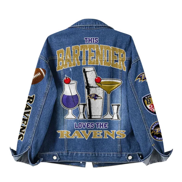 LIMITED EDITION - NEW CUSTOMIZED NFL28 BTR BALTIMORE RAVENS DENIM JACKET