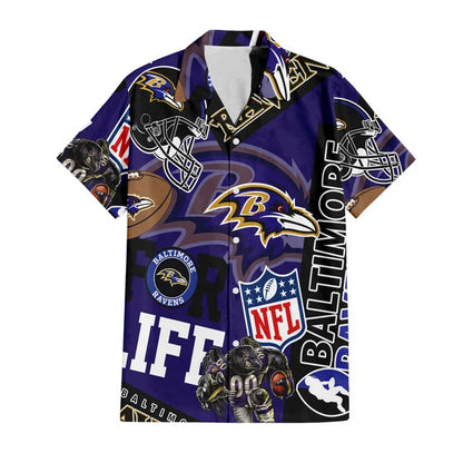 LIMITED EDITION - NEW CUSTOMIZED NFL28 BTR BALTIMORE RAVENS UNISEX HAWAIIAN SHIRT & SHORTS SET