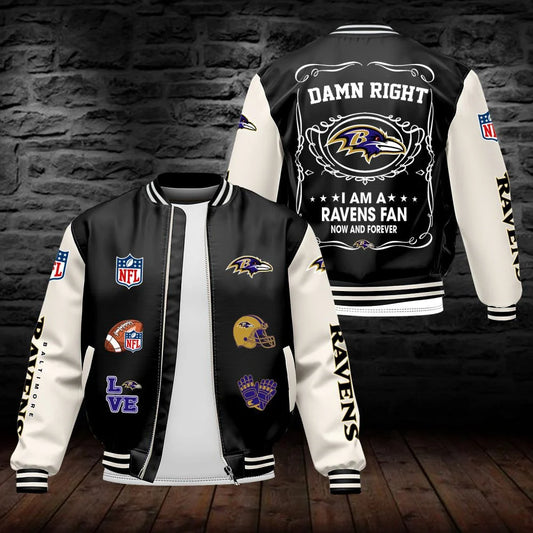 LIMITED EDITION - NEW CUSTOMIZED NFL28 BTR BALTIMORE RAVENS LEATHER BOMBER JACKET