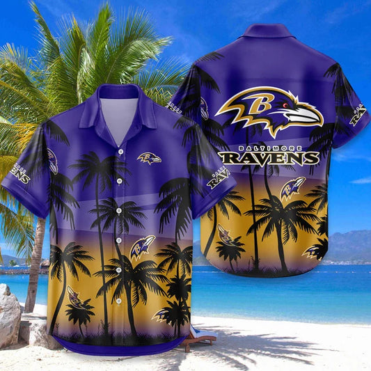 LIMITED EDITION - NEW CUSTOMIZED NFL28 BTR BALTIMORE RAVENS UNISEX HAWAIIAN SHIRT & SHORTS SET