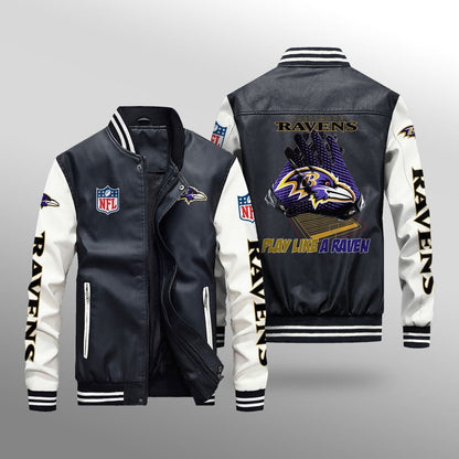 LIMITED EDITION - NEW CUSTOMIZED NFL28 BTR BALTIMORE RAVENS LEATHER BOMBER JACKET