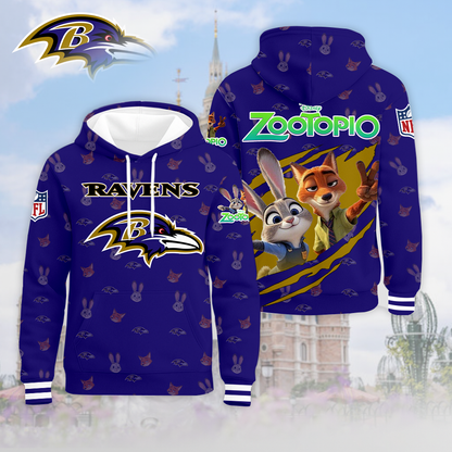 LIMITED EDITION - NEW CUSTOMIZED NFL28 BTR BALTIMORE RAVENS & ZOOTOPIA UNISEX T-SHIRT, POLO, HOODIE & JACKETS