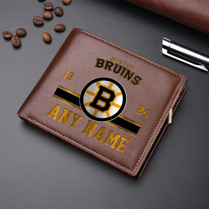 LIMITED EDITION - NEW CUSTOMIZED NHL02 BTB BOSTON BRUINS  LEATHER WALLET
