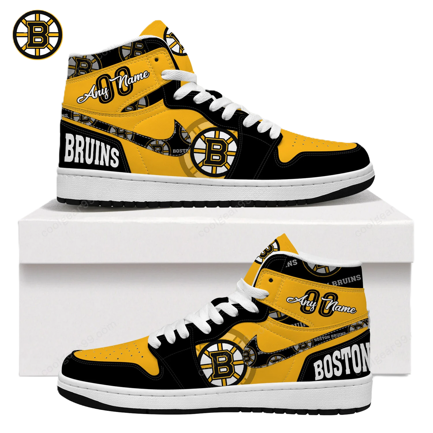 LIMITED EDITION - NEW CUSTOMIZED NHL02 BT BRUINS AIR JORDAN SNEAKERS