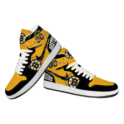 LIMITED EDITION - NEW CUSTOMIZED NHL02 BT BRUINS AIR JORDAN SNEAKERS