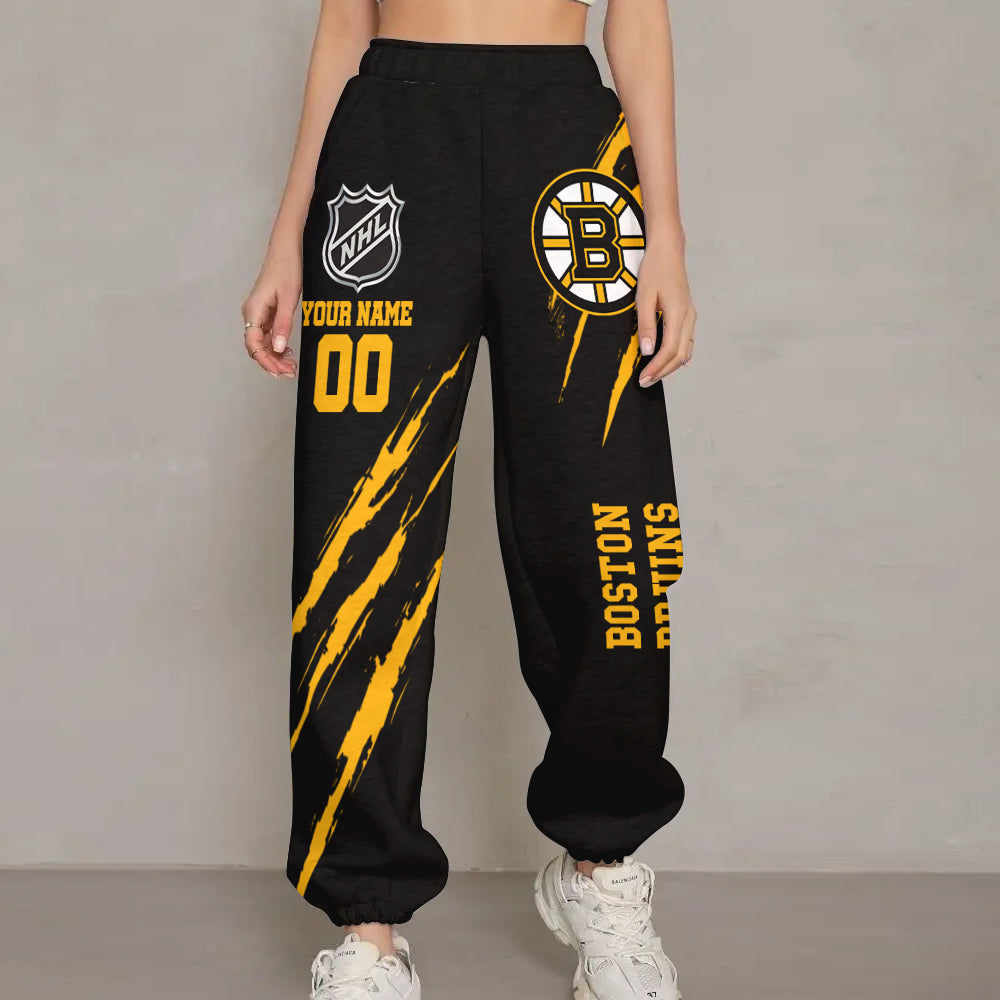LIMITED EDITION - NEW CUSTOMIZED NHL02 BTB BOSTON BRUINS UNISEX LONG PANTS