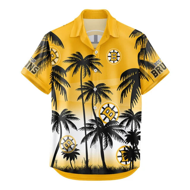 LIMITED EDITION - NEW CUSTOMIZED NHL02 BTB BOSTON BRUINS UNISEX HAWAIIAN SHIRT & SHORTS SET