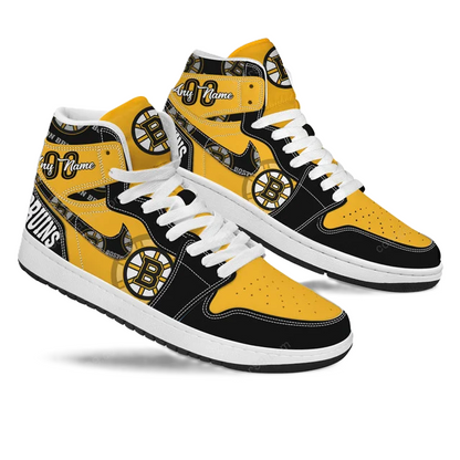 LIMITED EDITION - NEW CUSTOMIZED NHL02 BT BRUINS AIR JORDAN SNEAKERS