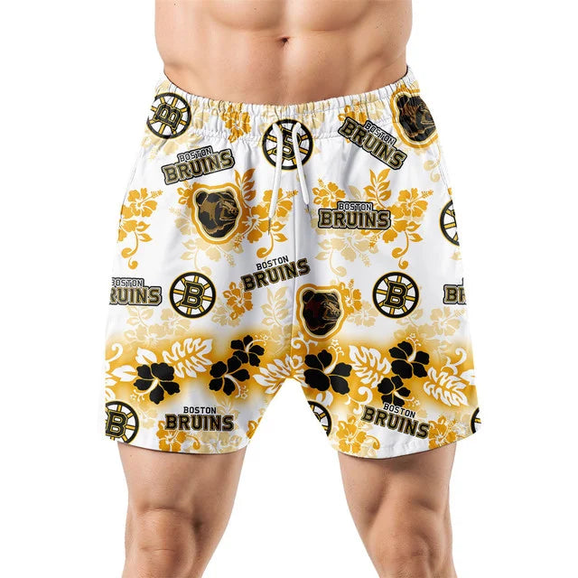 LIMITED EDITION - NEW CUSTOMIZED NHL02 BTB BOSTON BRUINS UNISEX HAWAIIAN SHIRT & SHORTS SET