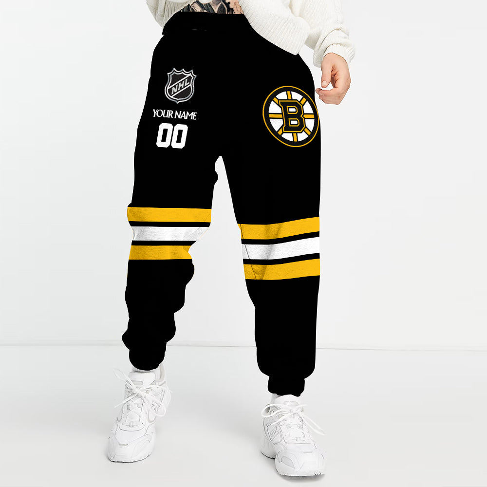LIMITED EDITION - NEW CUSTOMIZED NHL18 BTB BOSTON BRUINS COMBO HOODIE & LONGPANTS