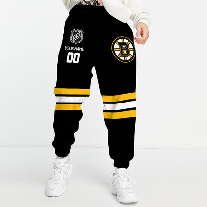 LIMITED EDITION - NEW CUSTOMIZED NHL18 BTB BOSTON BRUINS COMBO HOODIE & LONGPANTS
