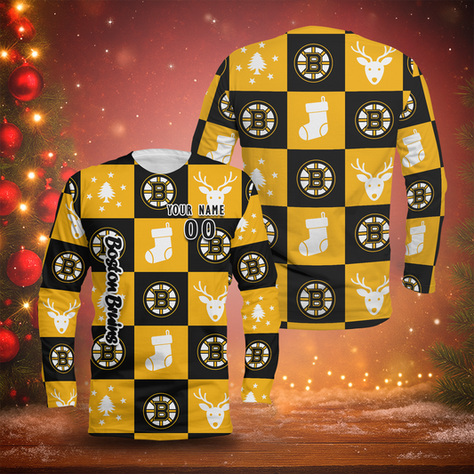 LIMITED EDITION - NEW CUSTOMIZED NHL02 BTB BOSTON BRUINS LONG SLEEVED T-SHIRT