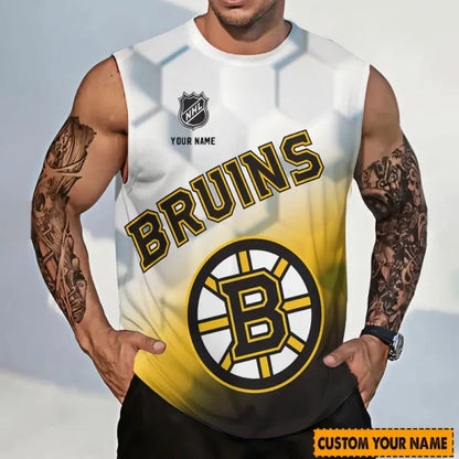 LIMITED EDITION - NEW CUSTOMIZED NHL02 BTB BOSTON BRUINS TANK TOP & GYM SHIRT