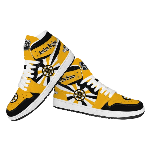 LIMITED EDITION - NEW CUSTOMIZED NHL02 BT BRUINS AIR JORDAN SNEAKERS