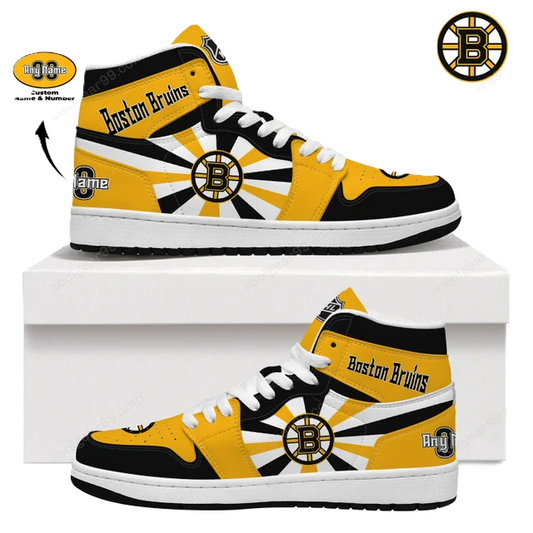 LIMITED EDITION - NEW CUSTOMIZED NHL02 BT BRUINS AIR JORDAN SNEAKERS