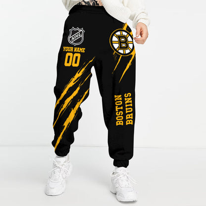 LIMITED EDITION - NEW CUSTOMIZED NHL02 BTB BOSTON BRUINS UNISEX LONG PANTS