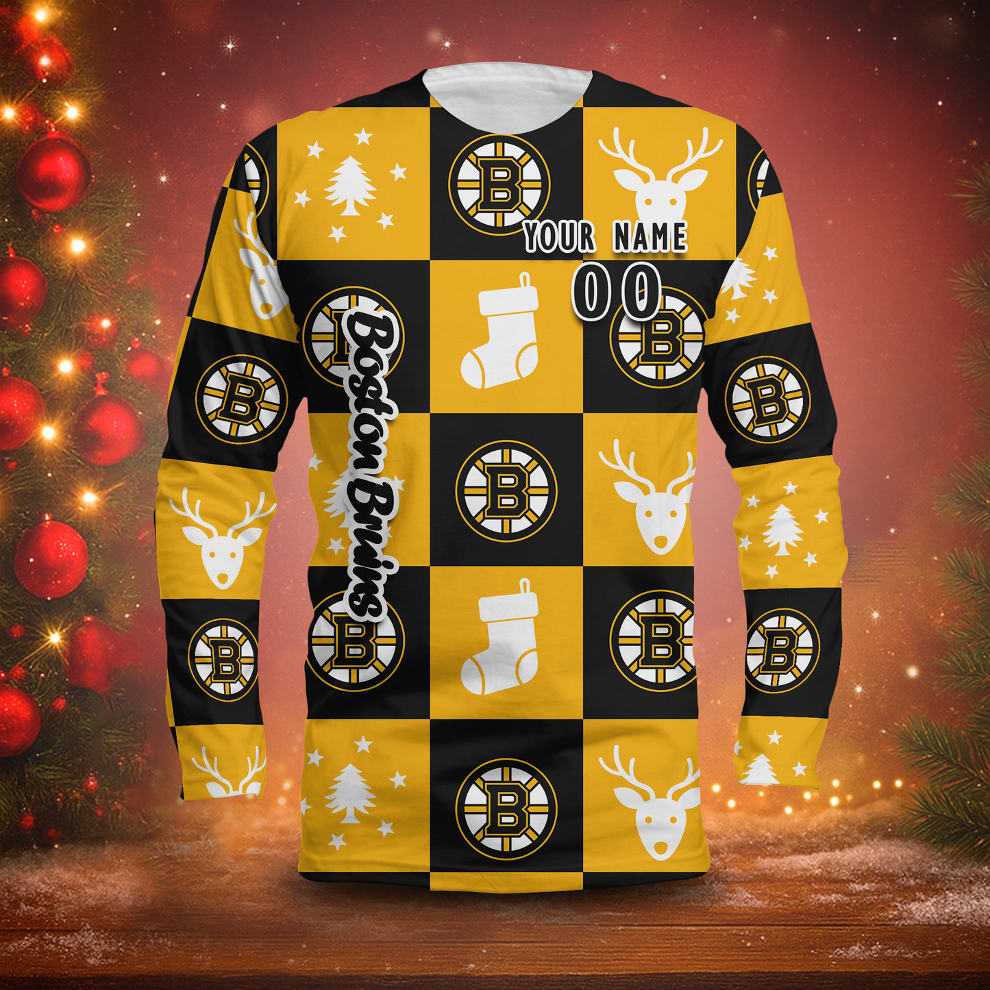 LIMITED EDITION - NEW CUSTOMIZED NHL02 BTB BOSTON BRUINS LONG SLEEVED T-SHIRT
