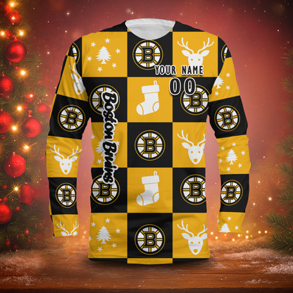 LIMITED EDITION - NEW CUSTOMIZED NHL02 BTB BOSTON BRUINS LONG SLEEVED T-SHIRT