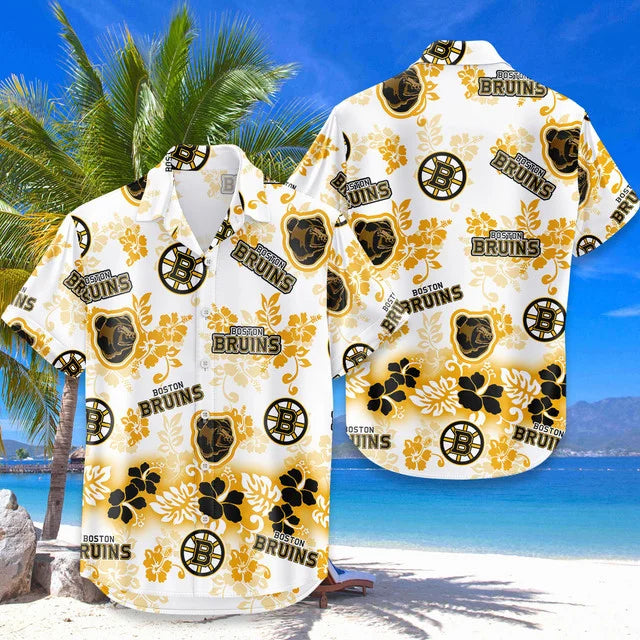 LIMITED EDITION - NEW CUSTOMIZED NHL02 BTB BOSTON BRUINS UNISEX HAWAIIAN SHIRT & SHORTS SET