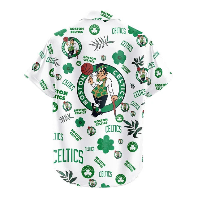 LIMITED EDITION - NEW CUSTOMIZED NBA03 BCE BOSTON CELTICS UNISEX HAWAIIAN SHIRT & SHORTS SET