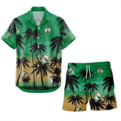 LIMITED EDITION - NEW CUSTOMIZED NBA03 BCE BOSTON CELTICS UNISEX HAWAIIAN SHIRT & SHORTS SET